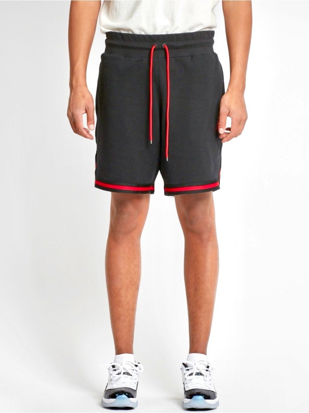 Jordan Wing Lite Vintage 80s Black Athletic Shorts with Red‎ Drawstring and Trim